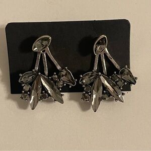 Elegant Silver and Black Crystal Earrings